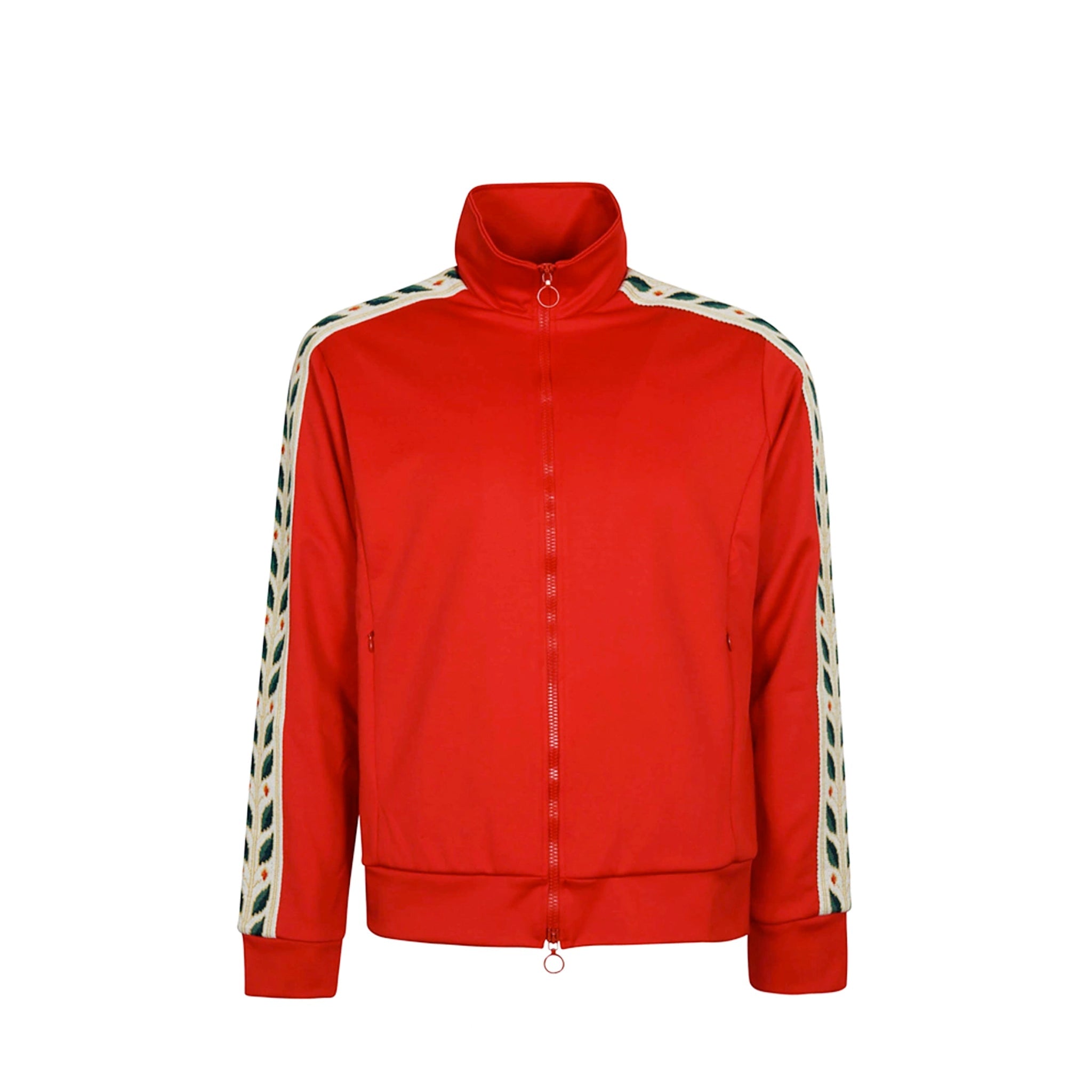 $572 Palm Angels Men's Red High Neck Monogram Jacquard Zip-Up Sweater  Size XL