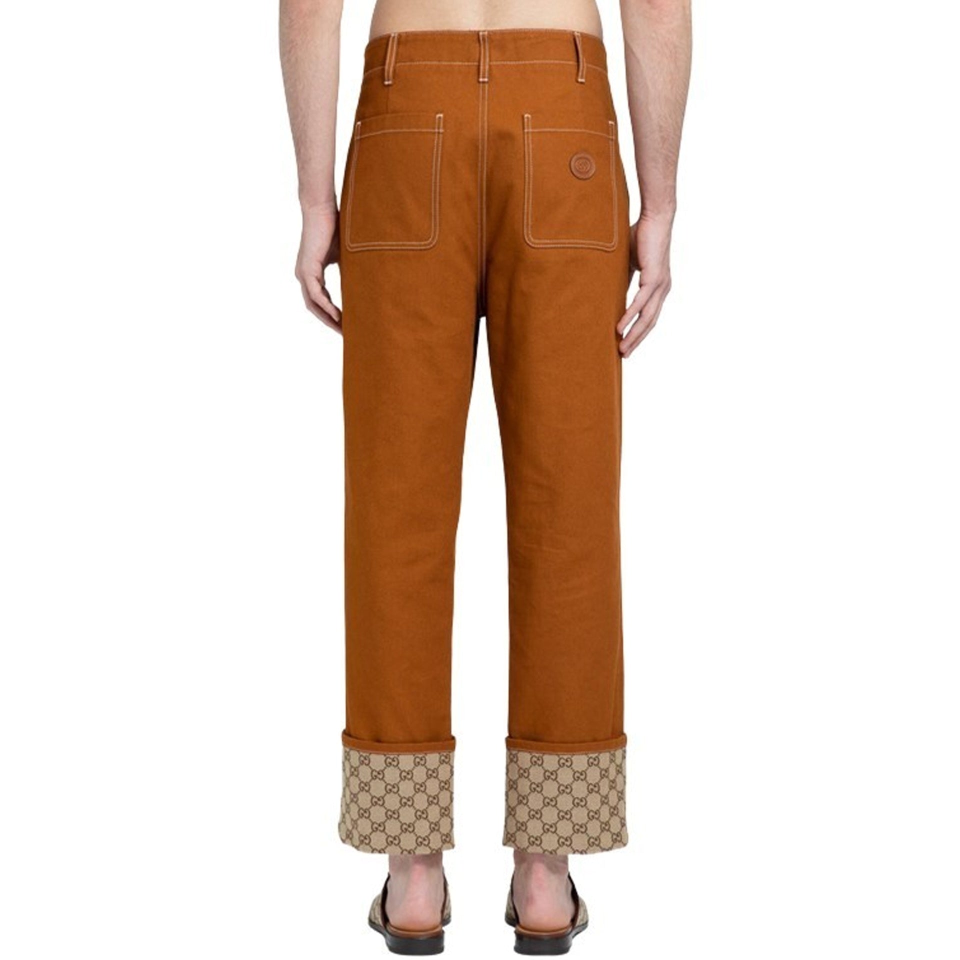 Cotton pants in beige mix