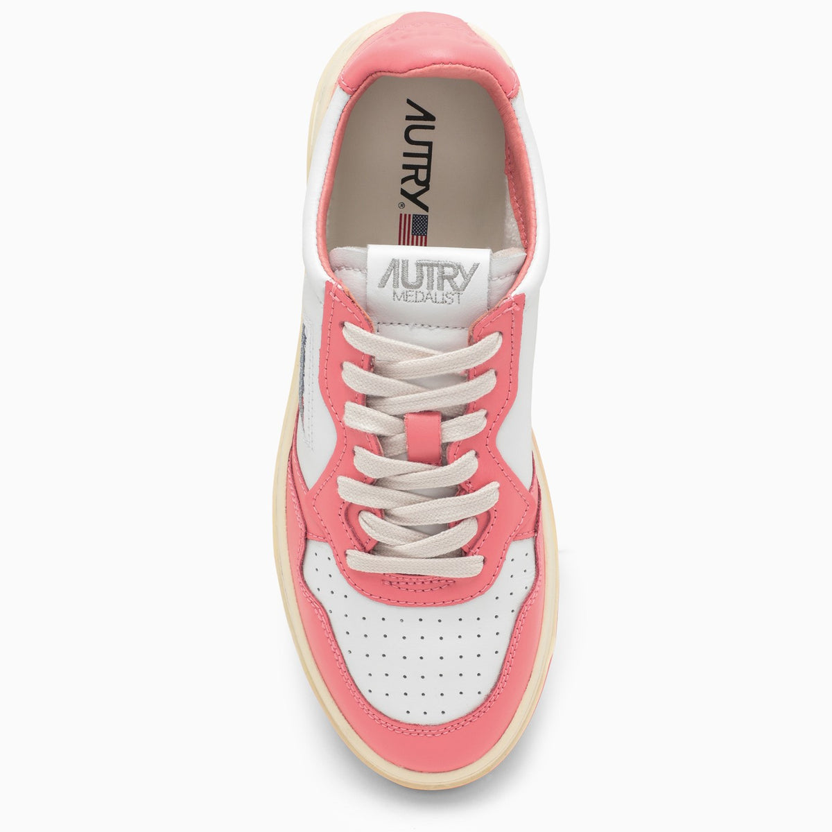Autry Medalist Sneakers In White/Lobster Leather | Balardi