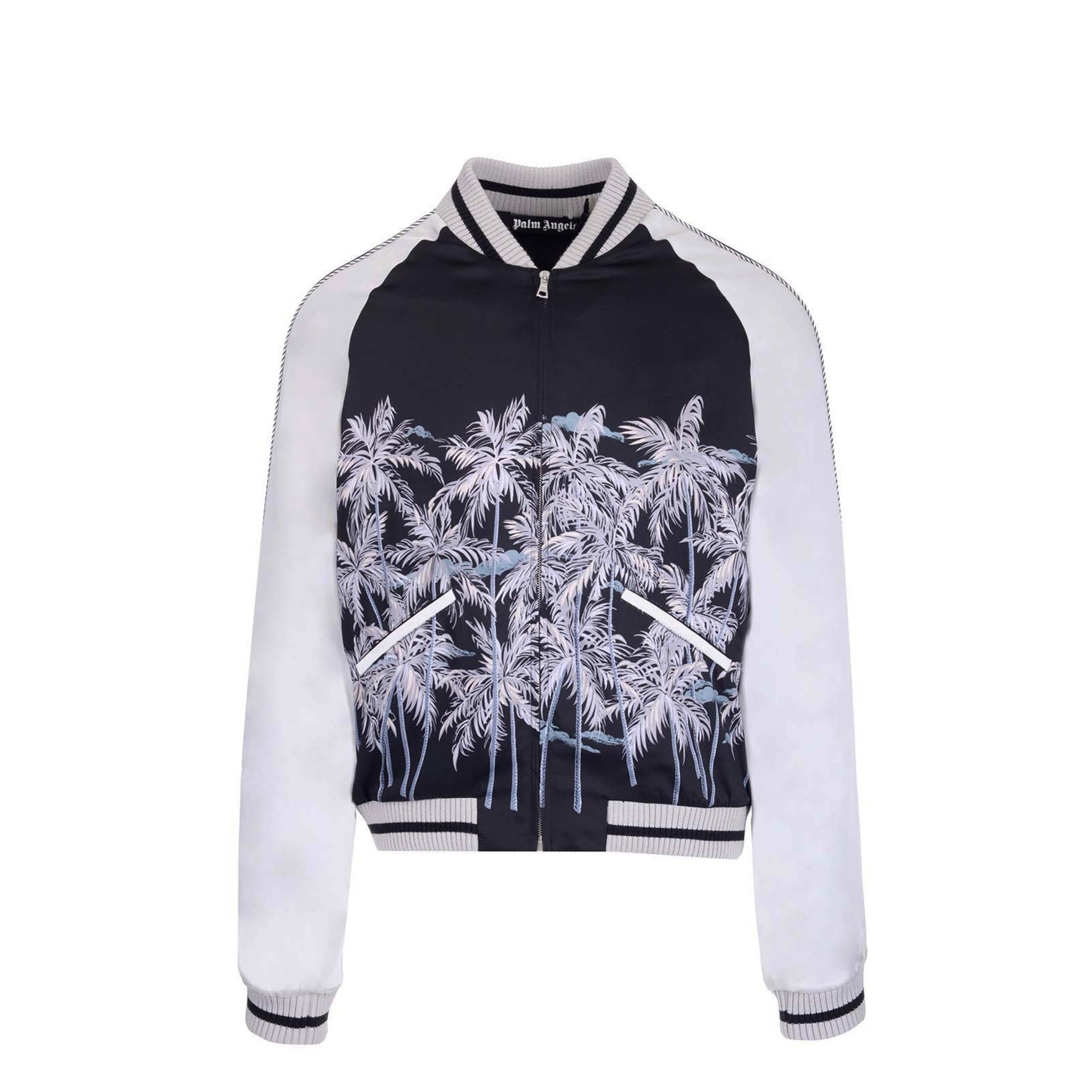 Palm Angels Casual Printed Bomber In Blue