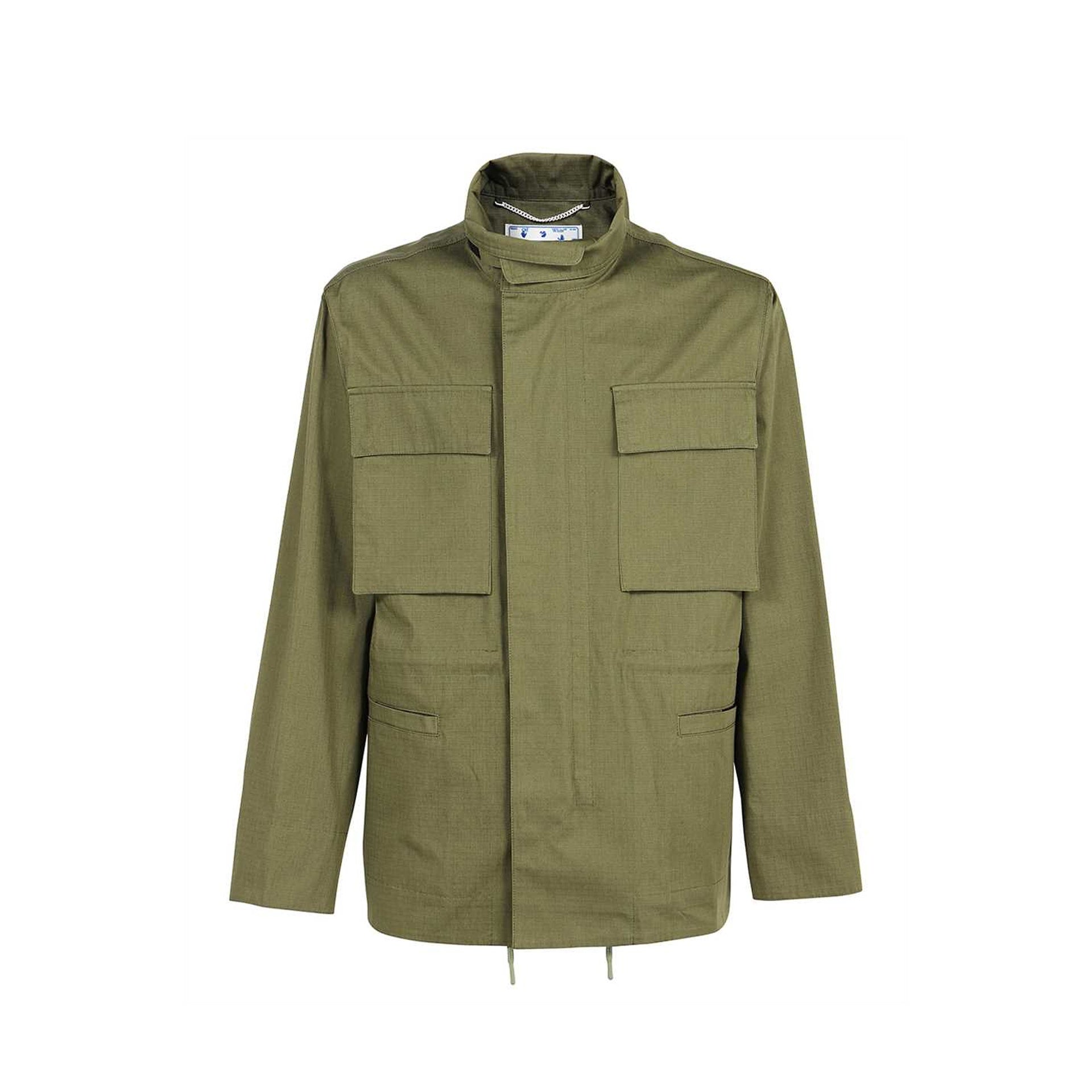 Off-white Off White Off White Arrow Field Cotton Jacket In Green