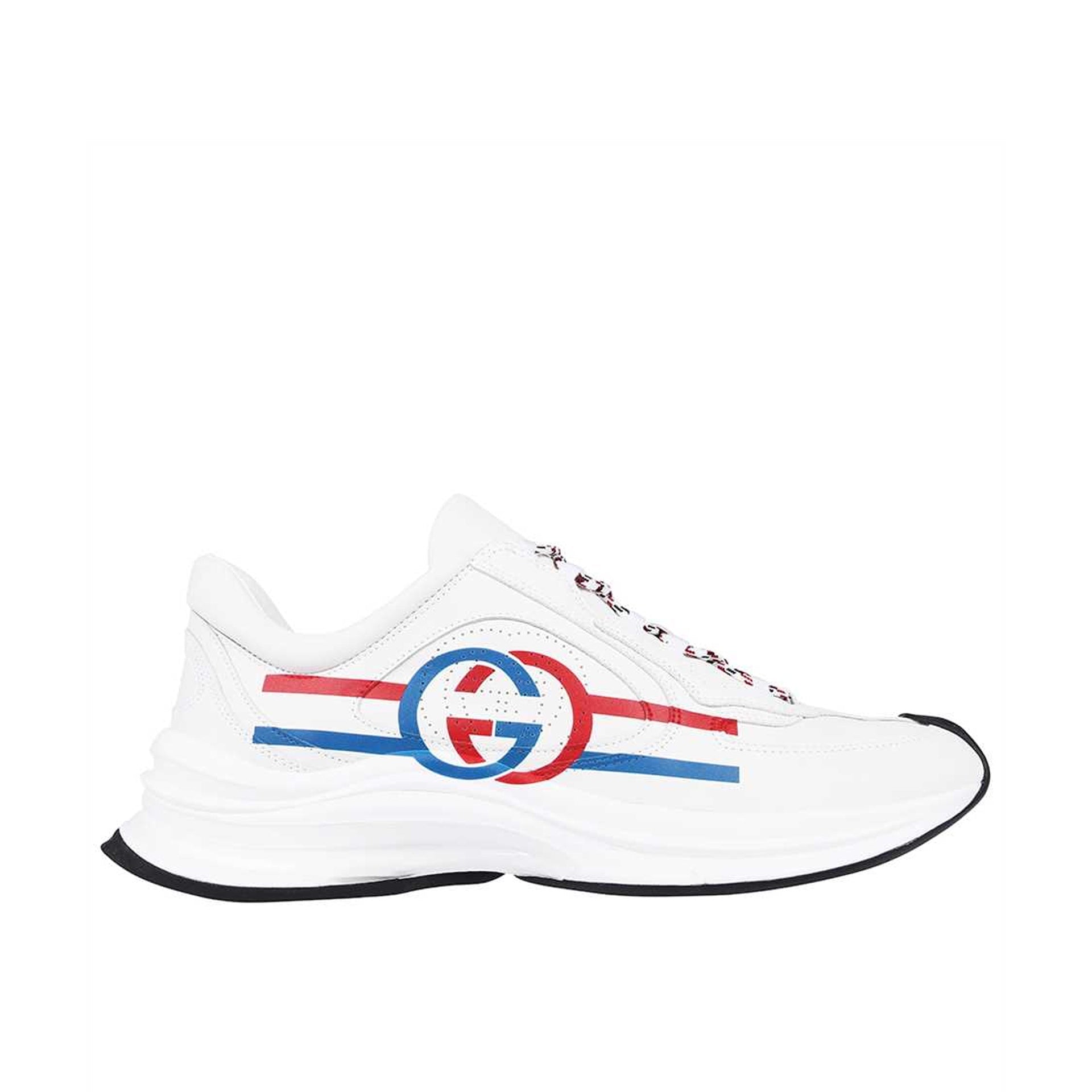 Run Printed Leather Sneakers in White - Gucci