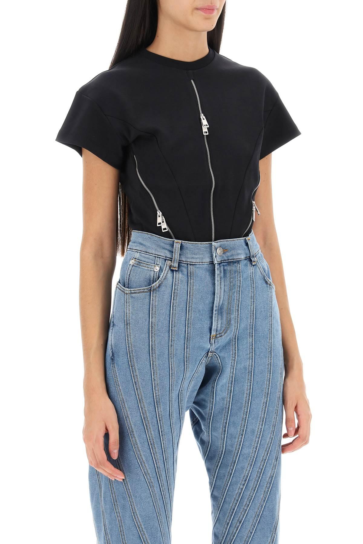 Shop Mugler Zipped Cotton Bodysuit