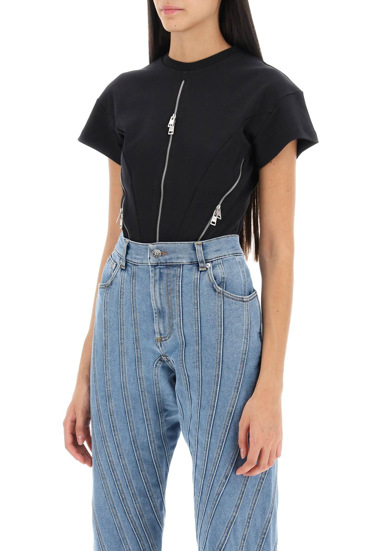 Shop Mugler Zipped Cotton Bodysuit