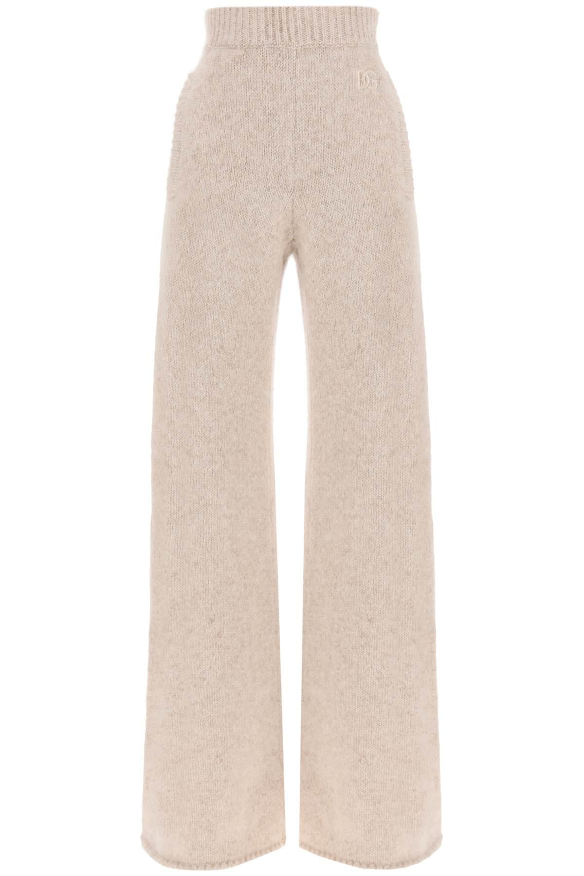 Dolce & Gabbana L Lama Knit Flared Trousers In Beige