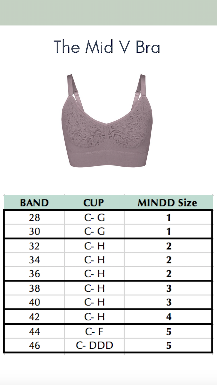 The Mid V Bra - Size Chart – MINDD BRA COMPANY