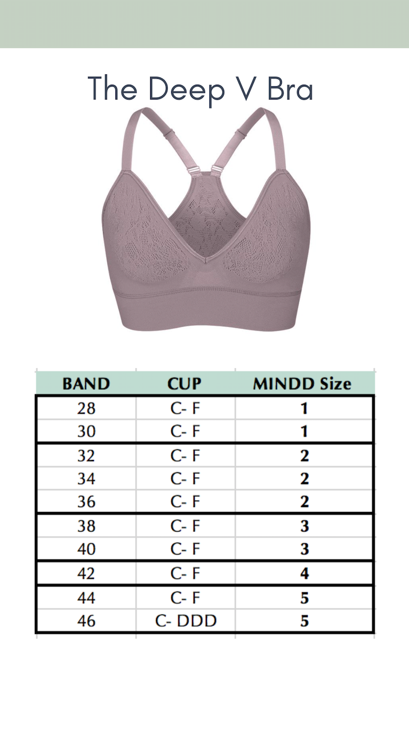 The Deep V Bra - Size Chart – MINDD BRA COMPANY