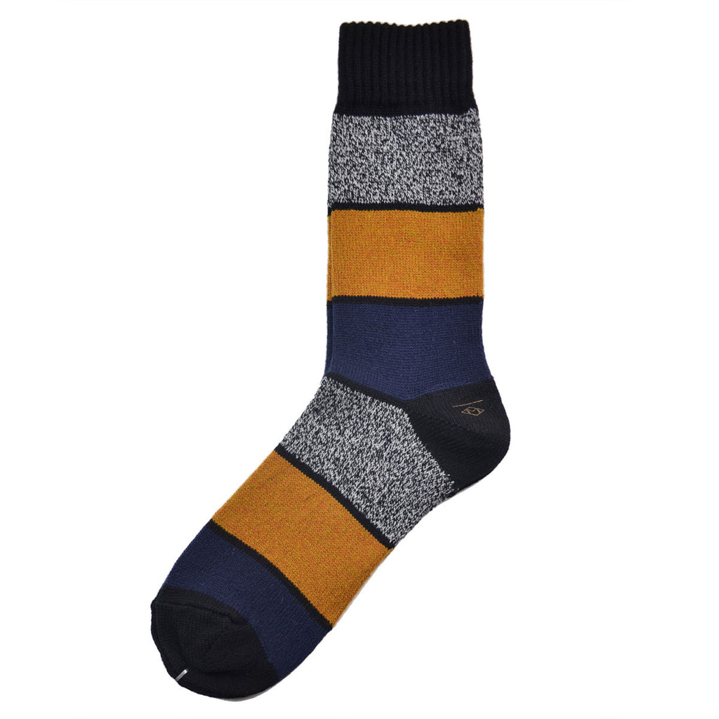 Marcomonde - Big Stripes Socks - Mustard / Black / Navy – BEAUBIEN