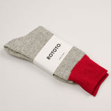 RoToTo - Doubleface Silk / Cotton Socks - Red / Light Gray