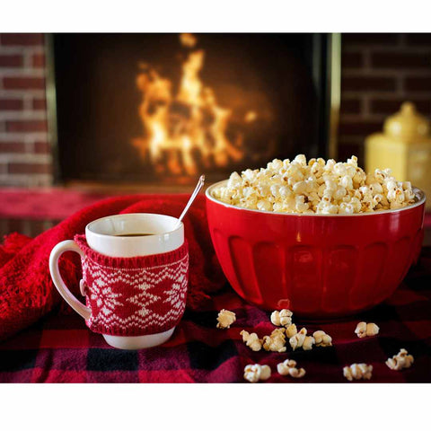 popcorn and a hot drink