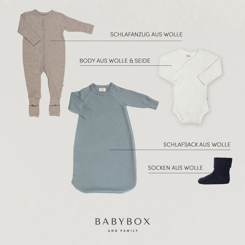 Was du deinem Baby unter den Schlafsack anziehen solltest: Body, Pyjama und Socken aus Wolle