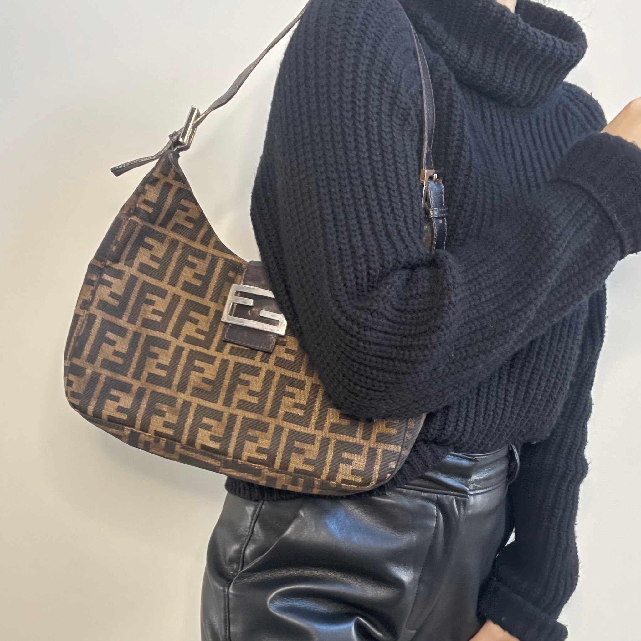 fendi zucca hobo shoulder bag