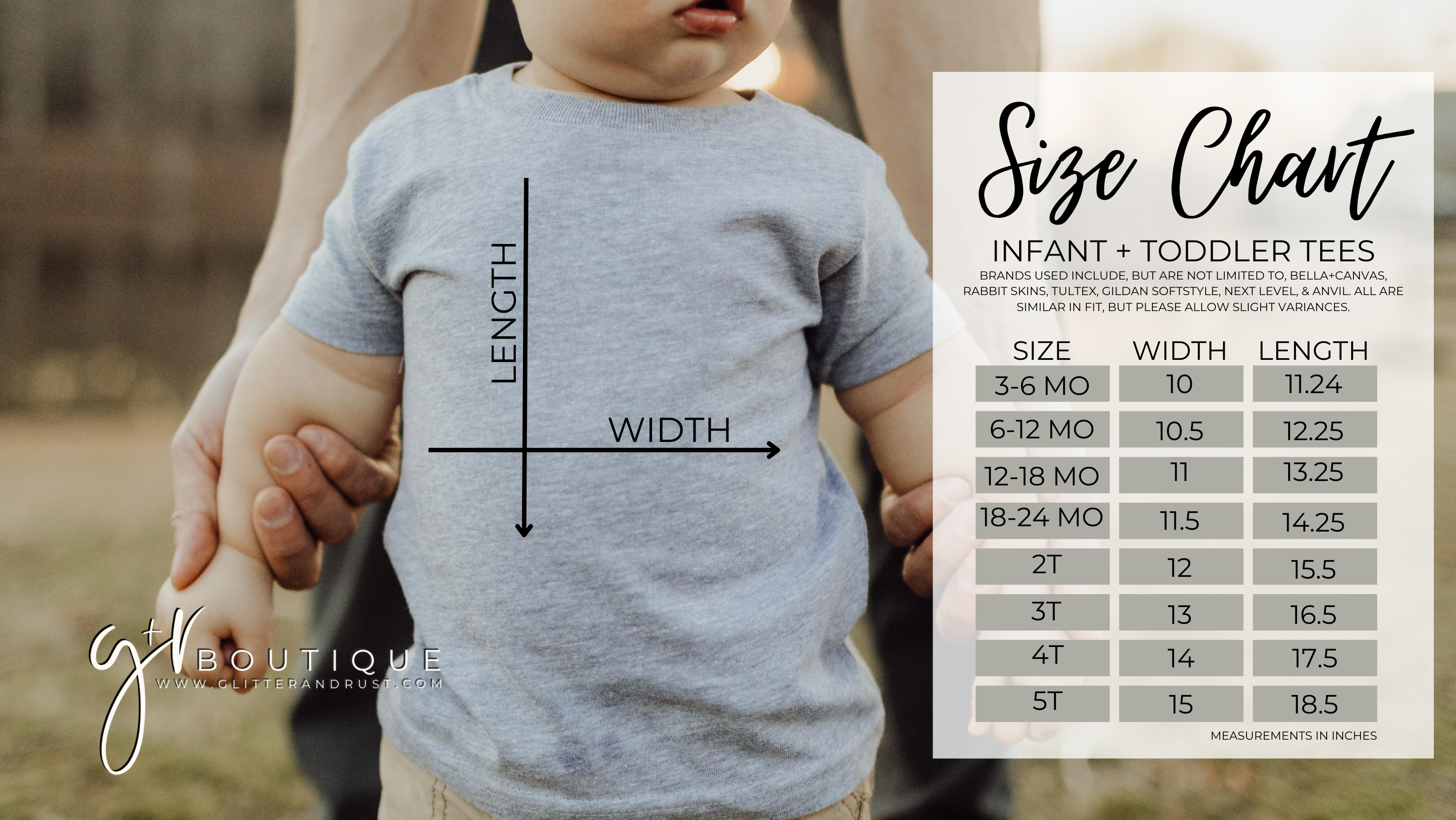 Infant+Toddler Tee Size Chart