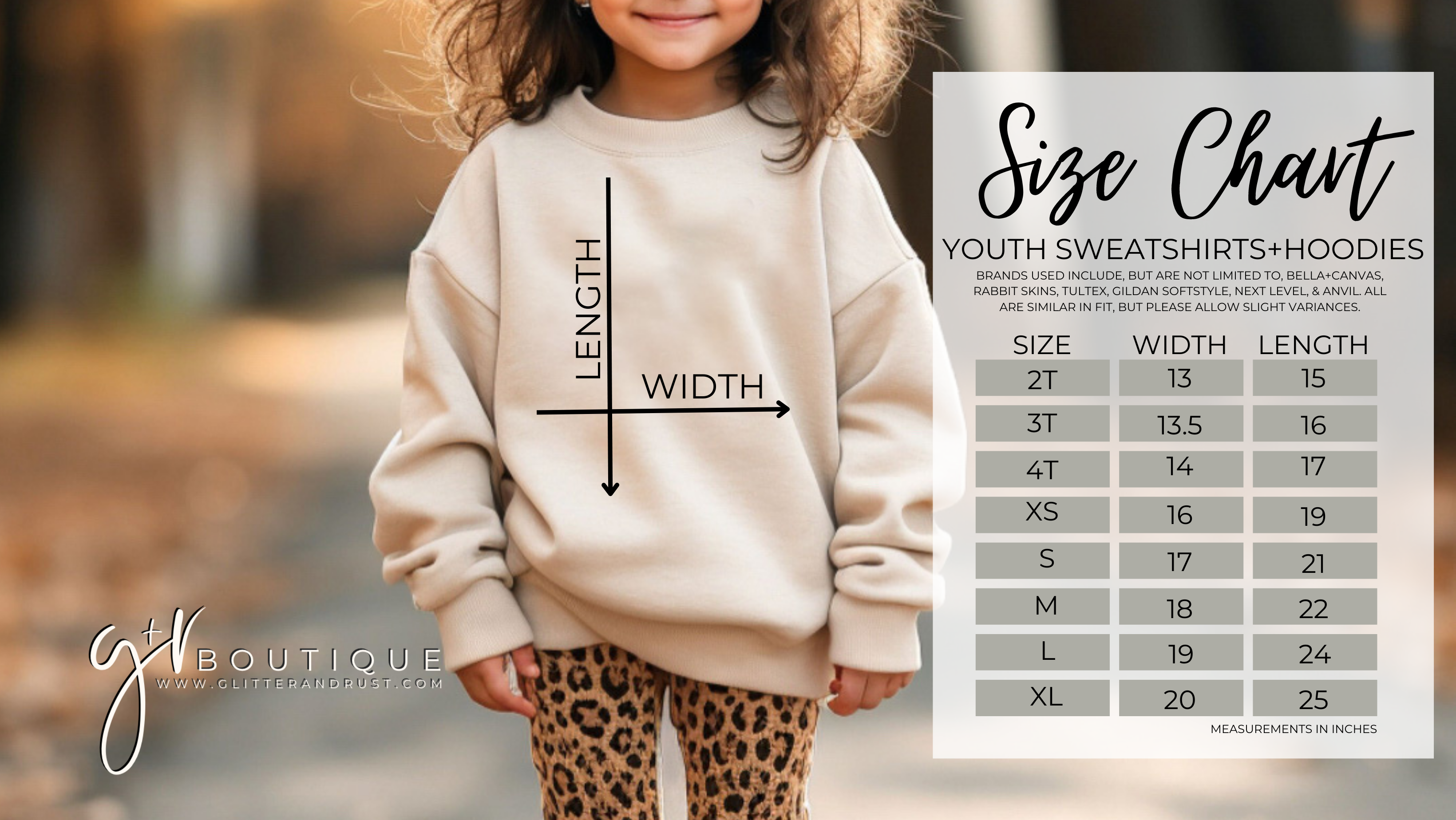 Youth Sweatshirts Size Chart