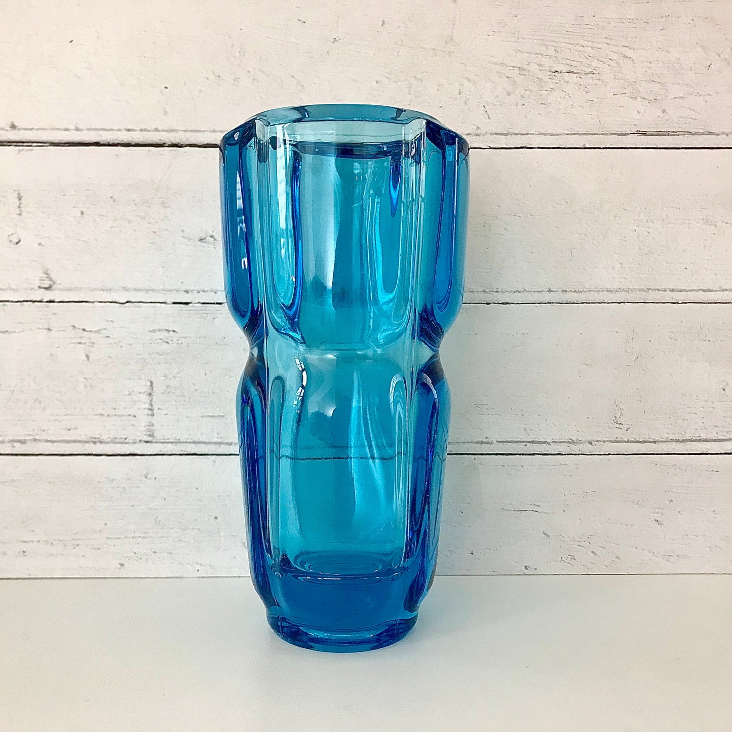 Sklo Union Teal Blue Glass Vase Turquoise Czech Bohemian Rudolfova Frantisek Vizner