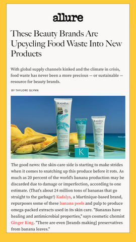 Allure feature of Kadalys as sustainable skincare made with banana science