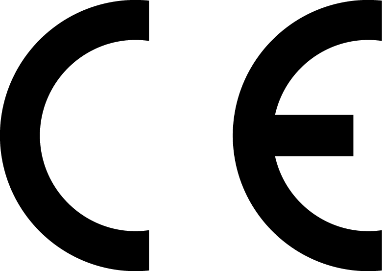 Logotipo de «Conformite Europeenne» con las letras «C» y «E», indicando conformidad con los estándares europeos