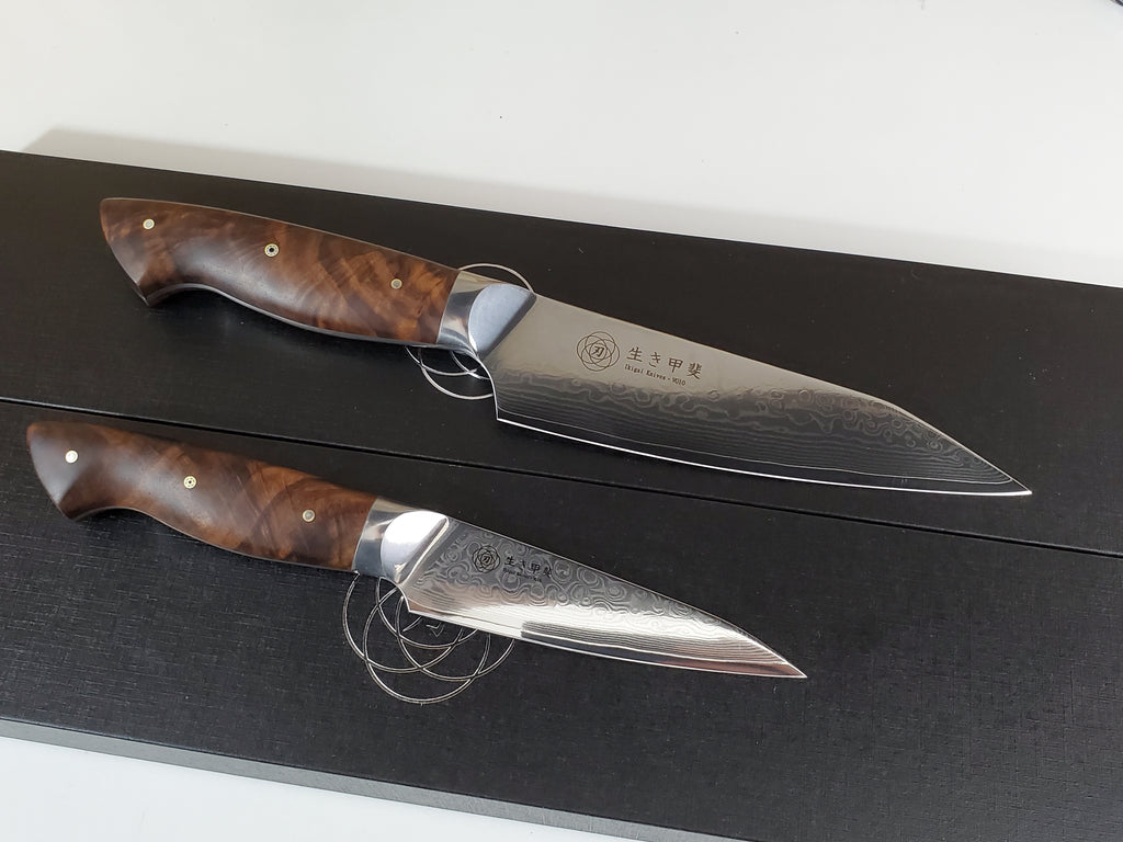 Ikigai Chef Knife Set - Professional Japanese Knives with Damascus Pattern