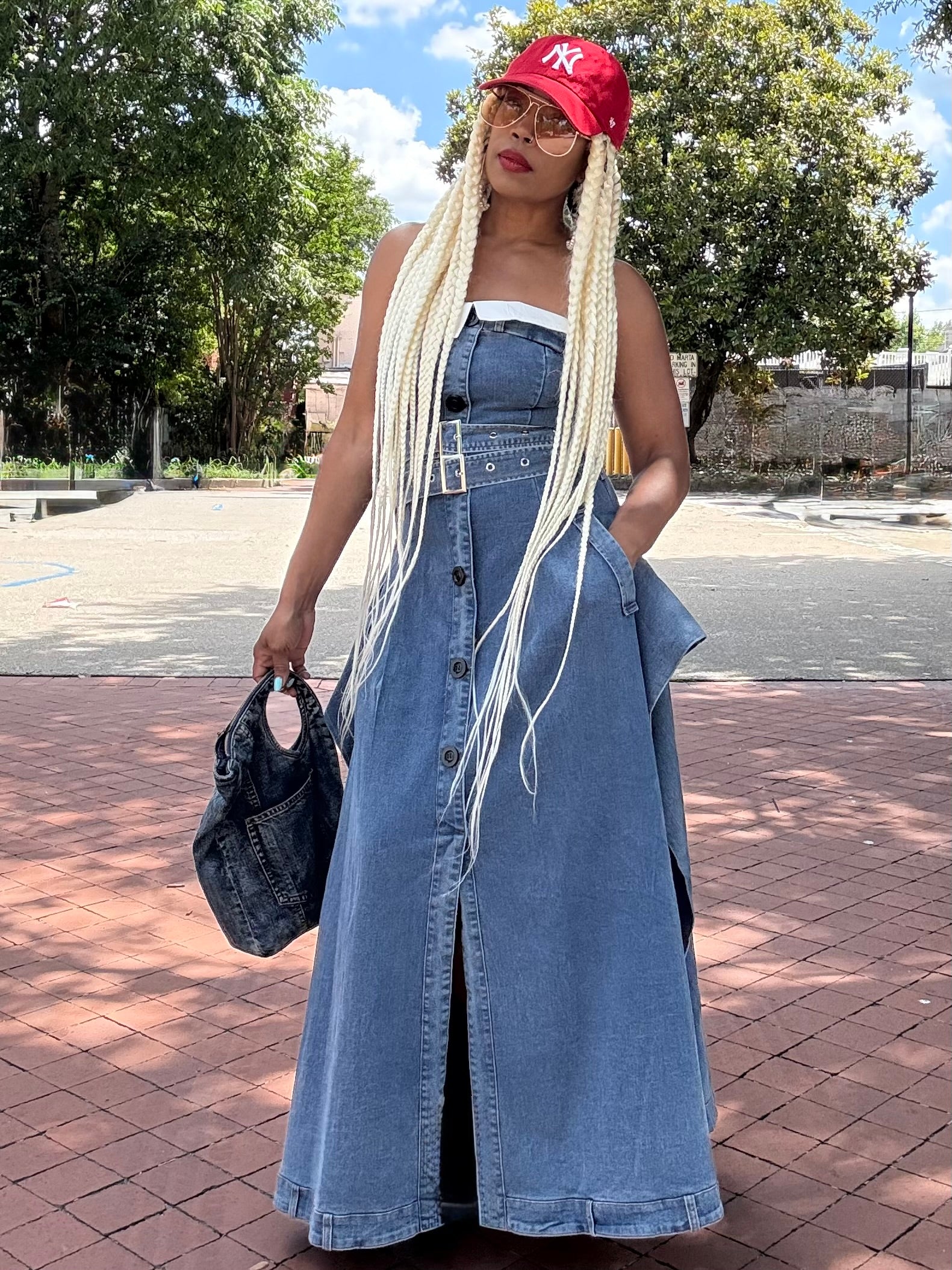 Strapless Denim Paperbag Dress (S-2XL)