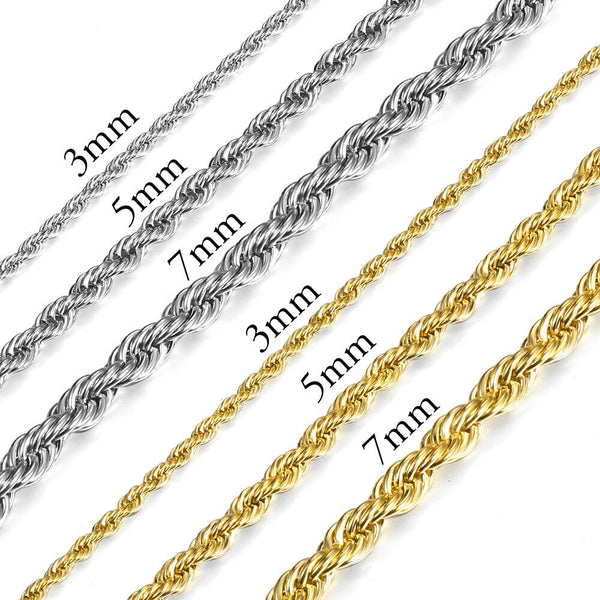 Gold Plates Rope Chain Necklaces