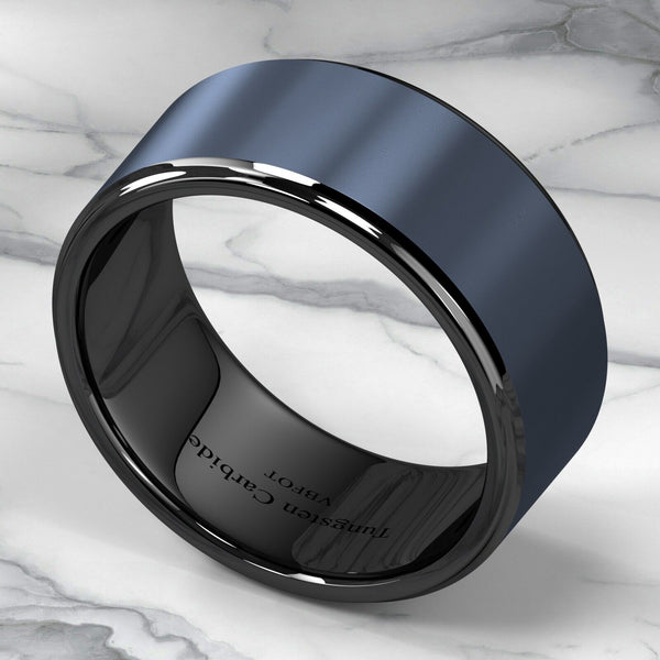 Men's Navy Blue Wedding Band Ring