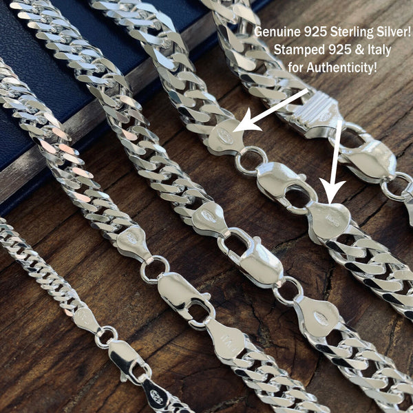 925 Sterling Silver Chain Necklaces Double Cuban Link