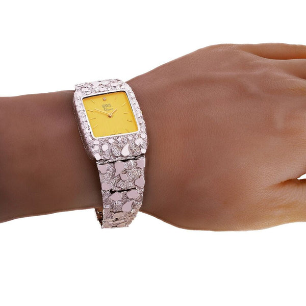 925 Sterling Silver Watch Nugget Style Geneve