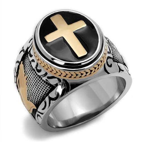Men's Ring Christian Cross in Rose Gold