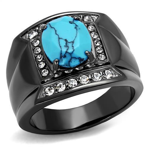 Men's Ring in Turquoise in Black Fashion Style
