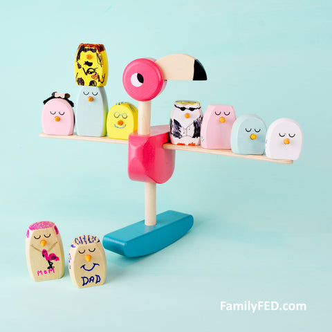 Flamingo balance game for a family mascot