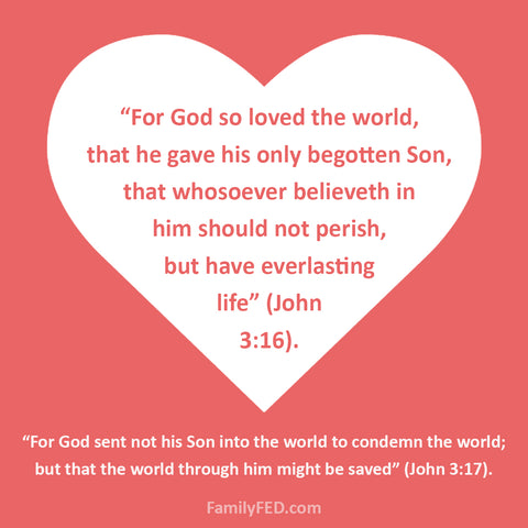 "God so loved the world" printable from John 3:16–17.