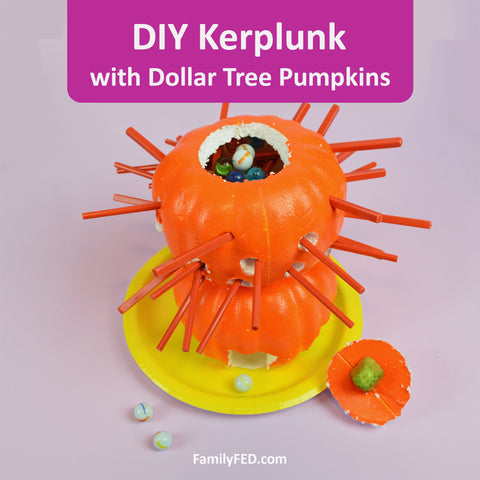 How to Make a DIY Kerplunk Marble Game with Dollar Tree Pumpkins for an Easy Halloween Party Game!