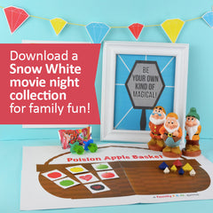 Download a Snow White party collection for a Disney+ family movie night!