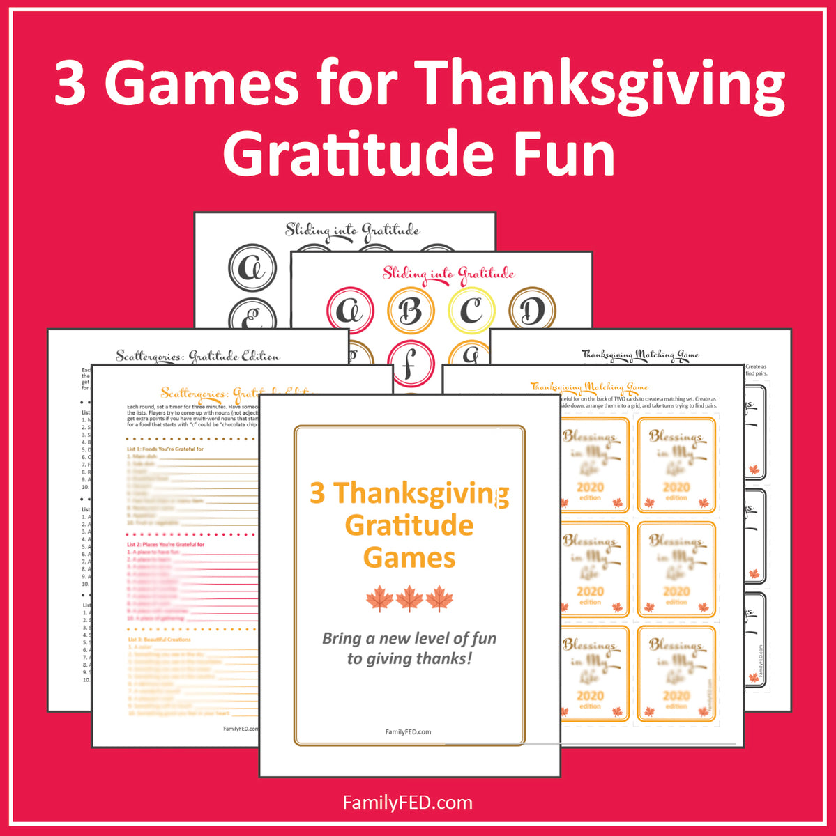 3 Thanksgiving Gratitude Games—easy Thanksgiving Party Game Printables 