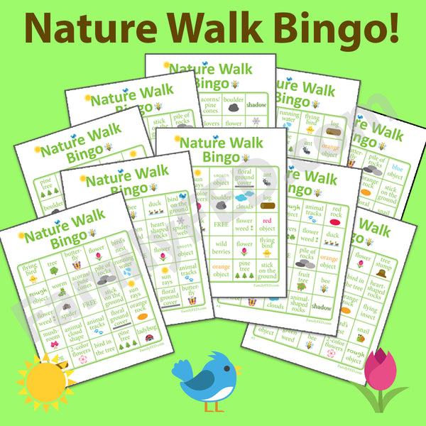 kids nature walk bingo