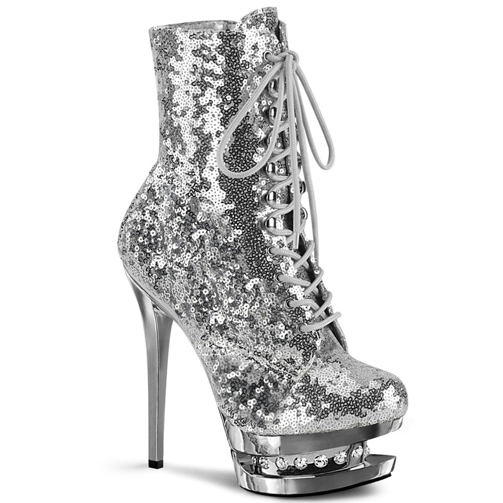 BLONDIE-R-1020 Silver Sequin, Ankle Boot, Pleaser Shoes, Sexy Boots ...