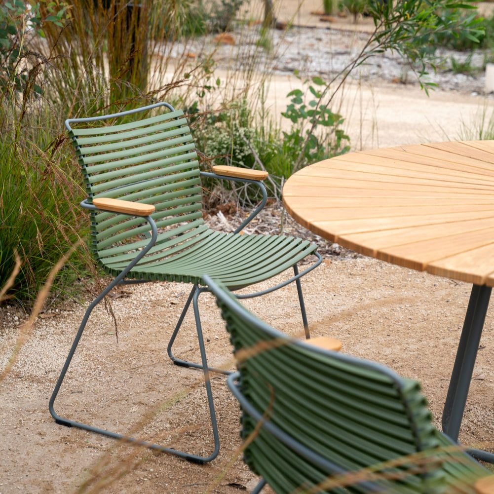 Olive Green Outdoor Chair with Armrests from Recycled Plastic