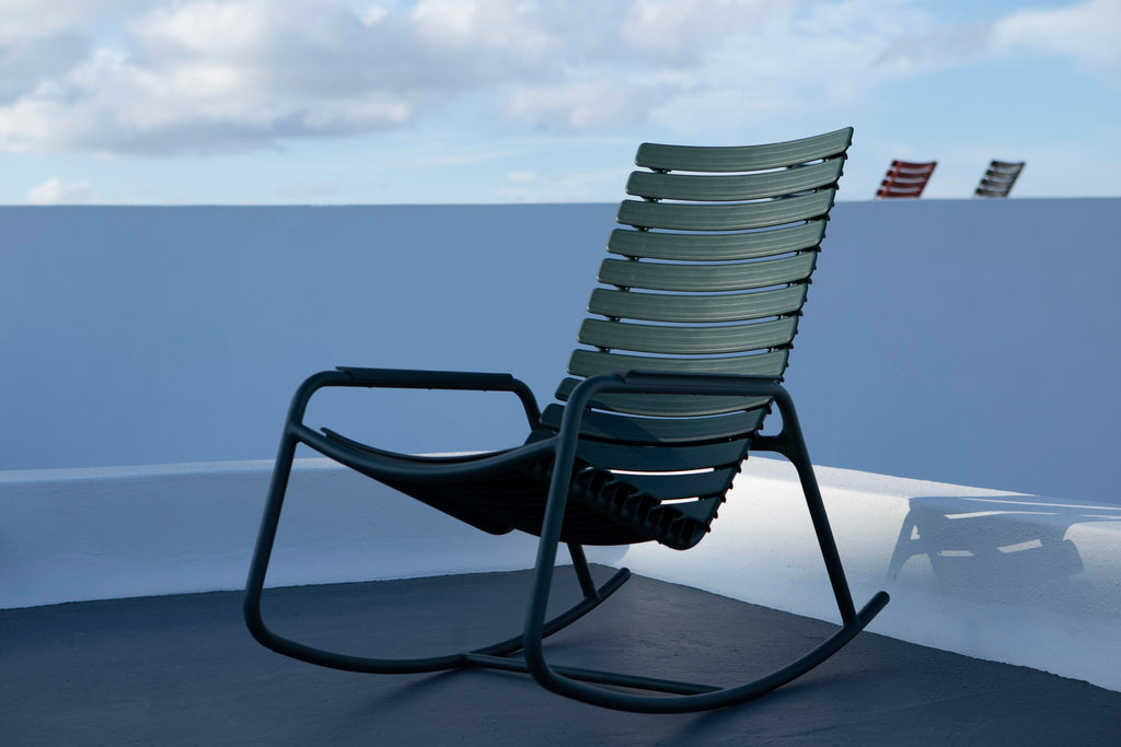 Recycled Plastic Outdoor Rocking Chair in Olive Green Finish