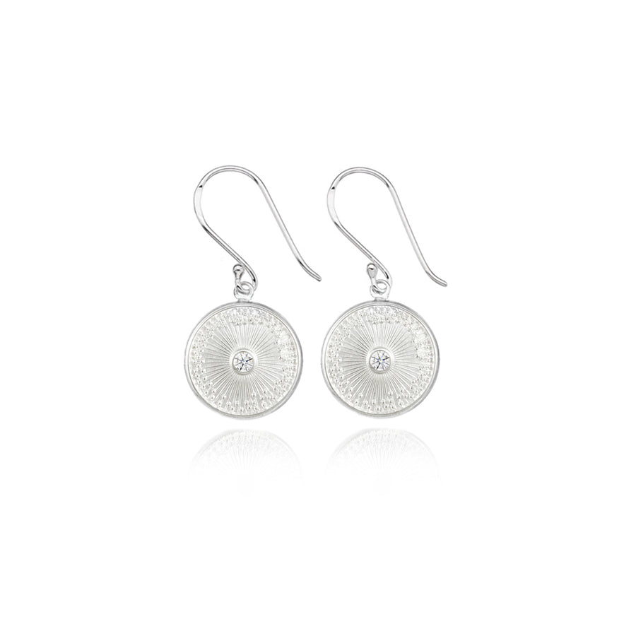 Silver Diamond Diatom Earrings