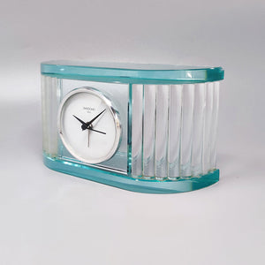 1970s Astonishing Table Clock by Omodomo in Crystal. Made in Italy Madinteriorart by Maden