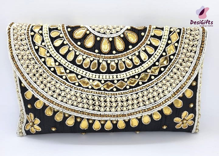 Embossed Faux Leather Clutch - Desi India - 4205442