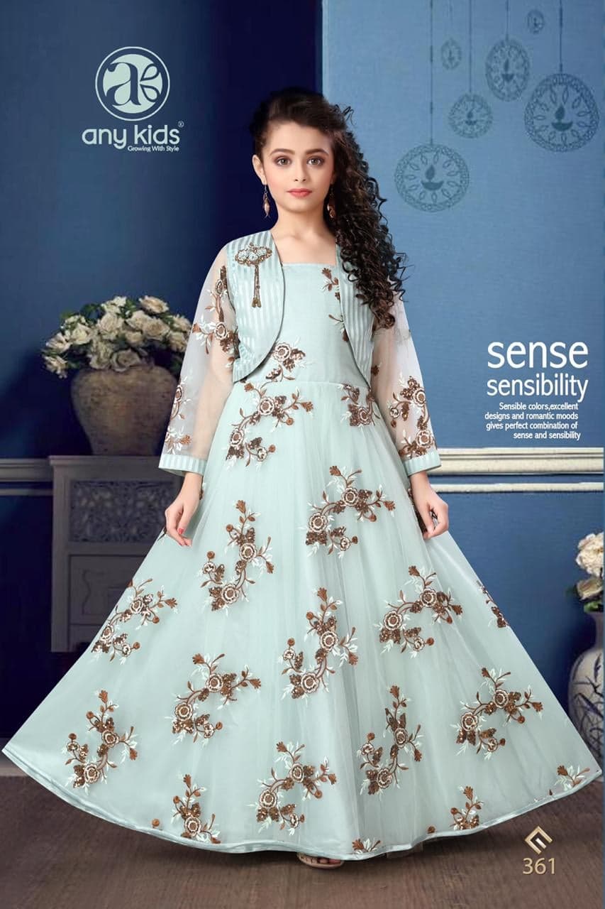Buy any kids Women's Beautiful Anarkali Long Dress and 3/4th Bell Sleeve  Fully Stitched Plain Solid Design Georgette Ladies Kurti and Ankle Length  with Tops for Girls Long Kurti (M-2098_ Brown_ S)