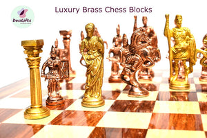 3.25" King Roman Art Series Stunning Brass Metal Chess Blocks, 32 Pieces Set, CHSS#919