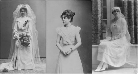 Photos of brides wearing dresses from the 1910s