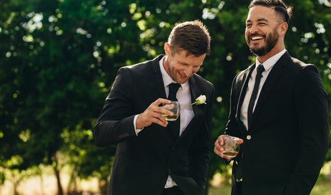 A groom and his best man on his wedding day