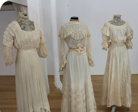 Samples of wedding dresses worn in the early 1900s