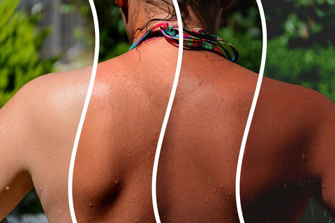 Different shades of spray tan on a body