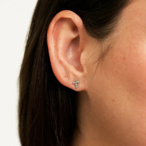 Brenda Grands Cross Studs Silver - Rendered Unique