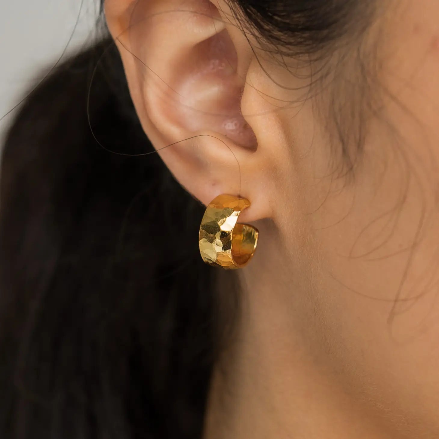 Brenda Grands Hammered Mini Hoops