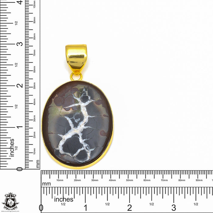 Septarian Nodule 24K Gold Plated Pendant 3mm Snake Chain GPH292 — Sarah ...